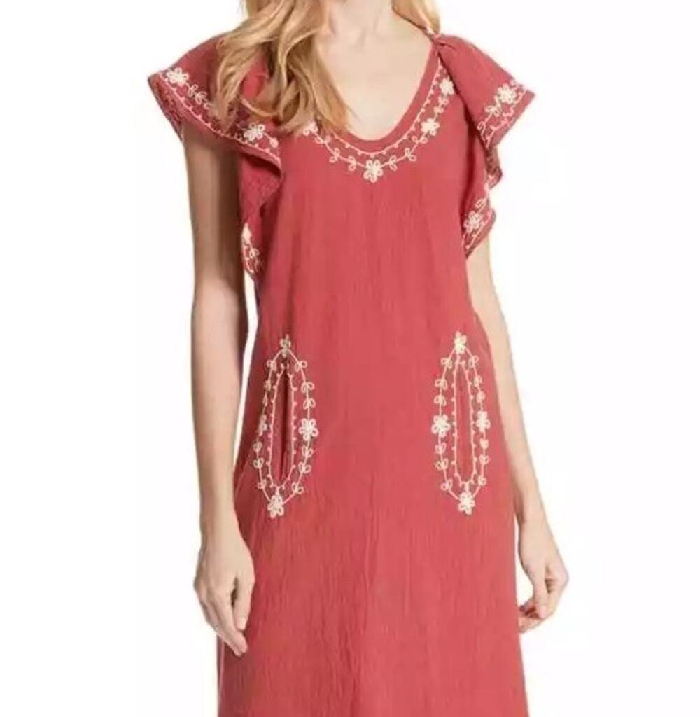 The GREAT. Current Elliott Vintage Saffron Vineyard Embroidered Cotton Midi 1 S
